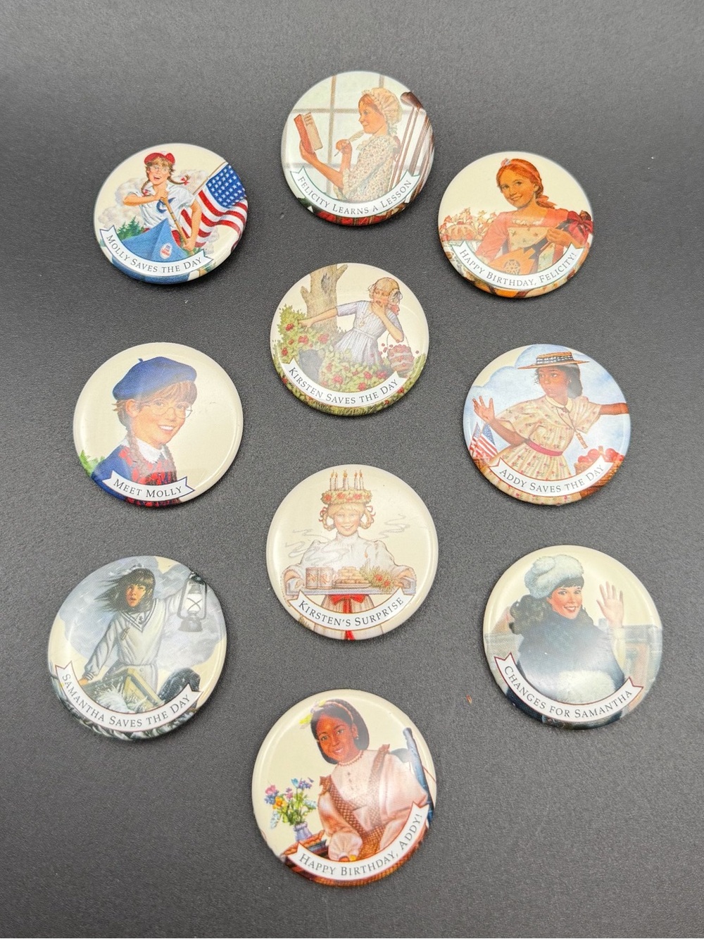 Vintage American Girl Pins Buttons 1995 Lot of 10  #813
